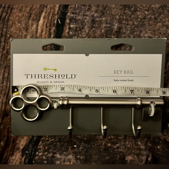 Hook Rack Satin Nickel - Threshold 9” Key Rail-New! (With Hardware) - Picture 2 of 3